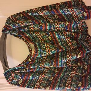 Multicolor Geometric Print Women's Top